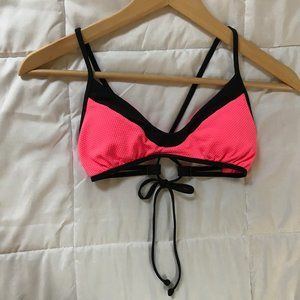 NWOT electric neon coral pink padded bikini top